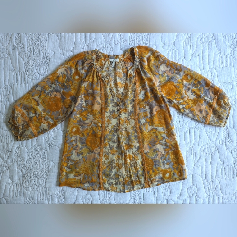 Joie 100% Silk Sheer Blouse